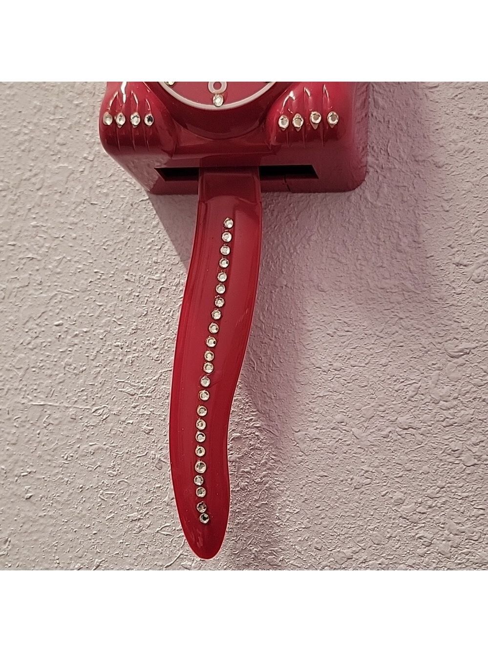 Jeweled Cranberry Red Kit-Cat Klock clock RARE Vintage - Picture 4 of 5